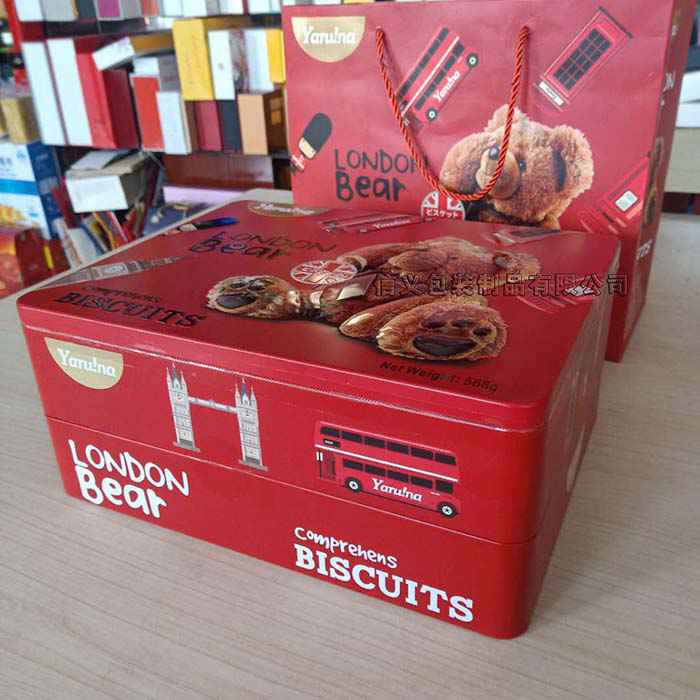 新款双层饼干礼品铁盒包装月饼四方铁罐包装厂家供应订做